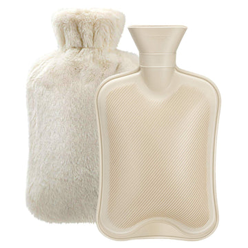 Rubber hot water bottle with soft cover, 2-liter size, for pain relief and soothing warmth, ideal for baby and kids comfort.