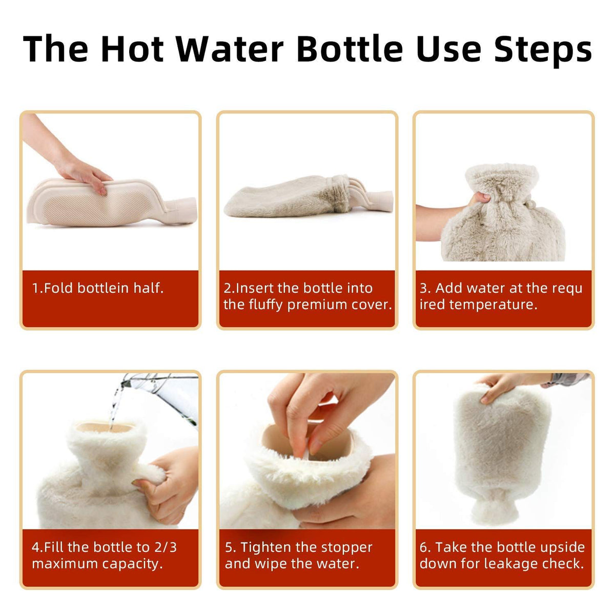 Rubber hot water bottle with soft cover, 2-liter capacity, for pain relief and comfort, part of baby and kids health kit.