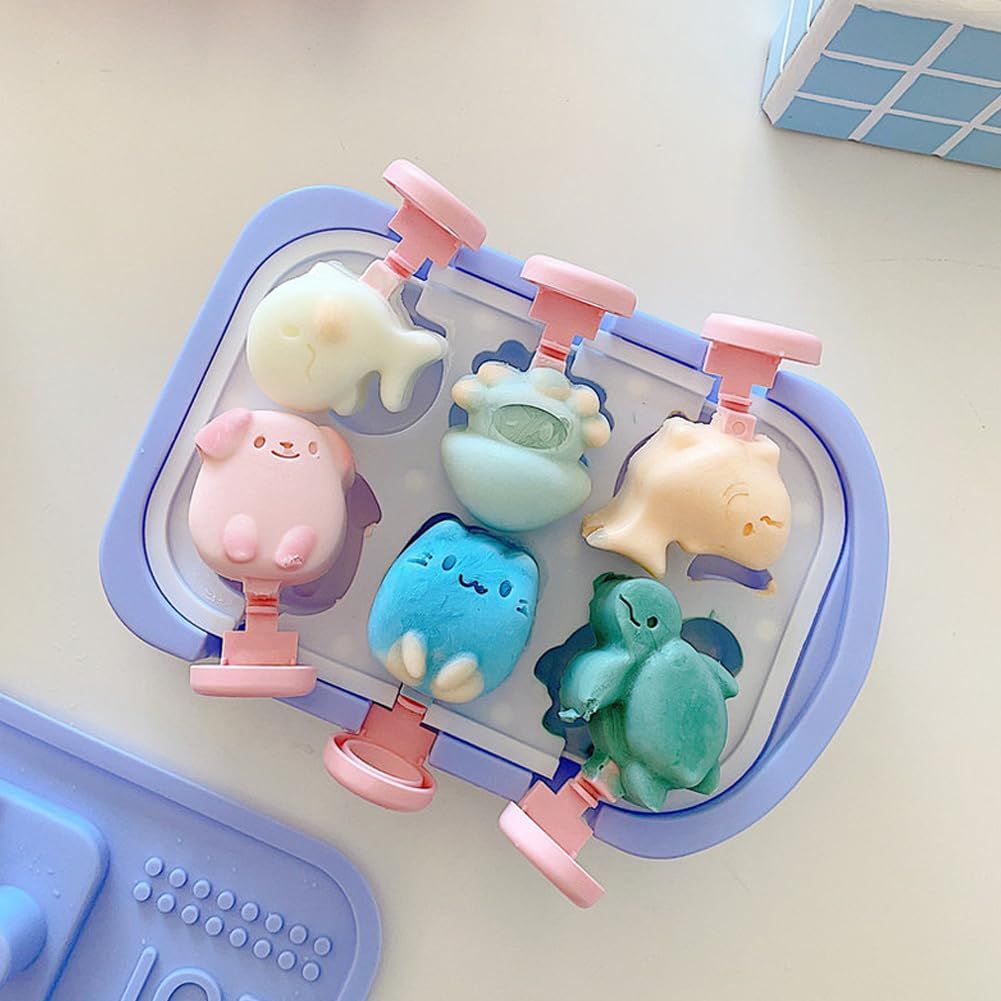 Blue silicone popsicle molds for homemade ice cream and frozen treats, reusable, BPA-free, ideal for kids and babies.