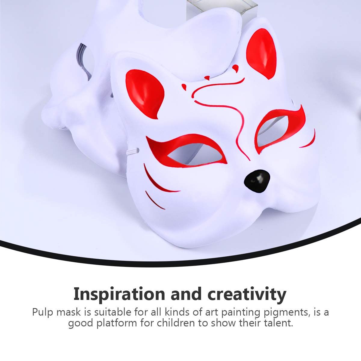White cat masks for kids, set of 3 DIY Halloween animal half face masks for pretend play and cosplay activities.