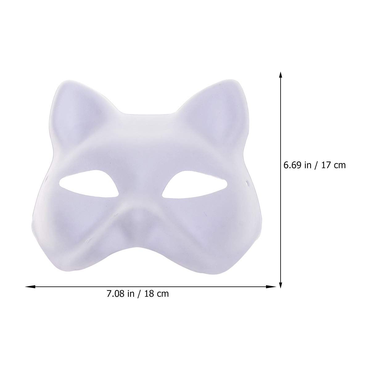 Set of three white cat masks for kids, blank DIY Halloween animal masks, perfect for pretend play and costume parties.