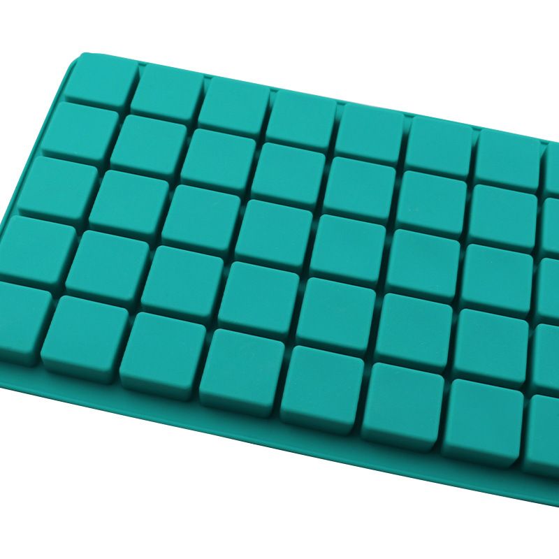 Square silicone mold for making chocolate and candies, suitable for baking and pretend play with baby and kid's toy themes.