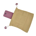 Foldable canvas fruit collecting bag with adjustable waist belt, lightweight and reliable harvest tote for outdoor foraging and camping.