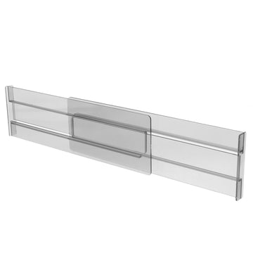 Adjustable transparent plastic drawer partition for baby changing table, flexible and extendable organizer by Everything Baby.