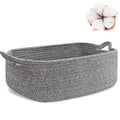 Woven cotton rope storage basket for baby nursery, cube changing table organizer, toy box for kids, small dog and cat storage.