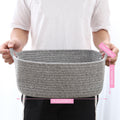 Woven cotton rope storage basket by Everything Baby, cube-shaped toy bin for nursery, towels, or small pet toys.