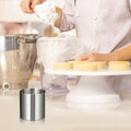 Stainless steel round cake ring mold used for mousse, pastry, and dessert shaping, ideal for baking and decorating.