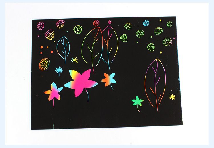 Set of 10 rainbow scratch paper art pads for kids, featuring black scratch boards and colorful drawing sheets for creative art projects.