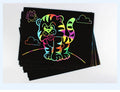 Set of 10 rainbow scratch paper art pads for kids, featuring black scratch drawing sheets and craft supplies for creative projects.
