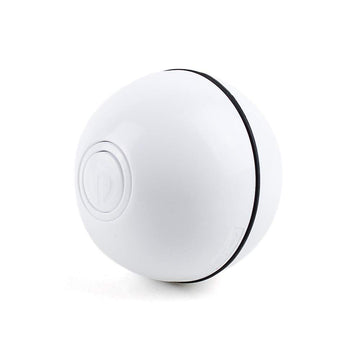 LED lighted cat toy with a free ball, USB charging, and automatic rolling feature for fun and entertainment.