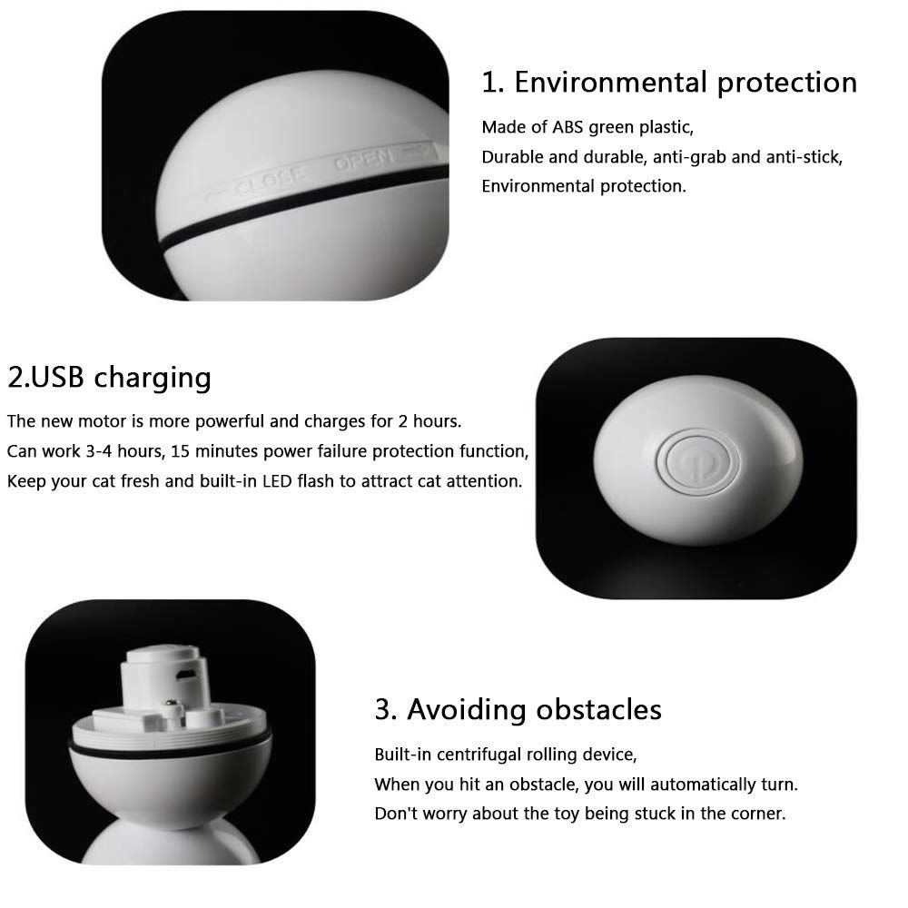 Smart LED light cat toy by Everything Baby featuring a USB-charged, motorized rolling ball for playful feline entertainment