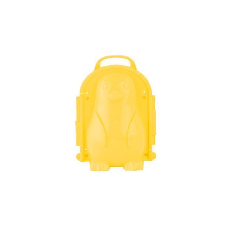 Three penguin-shaped snowball makers for kids, outdoor snow molds and sand toys for winter play, by Everything Baby.