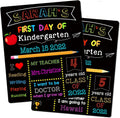 Double-sided 12x10 inch wooden first day of school sign for kids, reusable chalkboard, part of kids' furniture by Everything Baby.