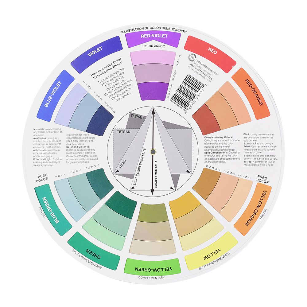 Creative color wheel for kids' art and makeup blending, featuring paint mixing and tattoo design guidance on a learning board.