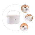 Plastic bath basket and storage tote for kids, featuring compartments for toys, shampoo, and shower essentials, ideal for bath time organization.