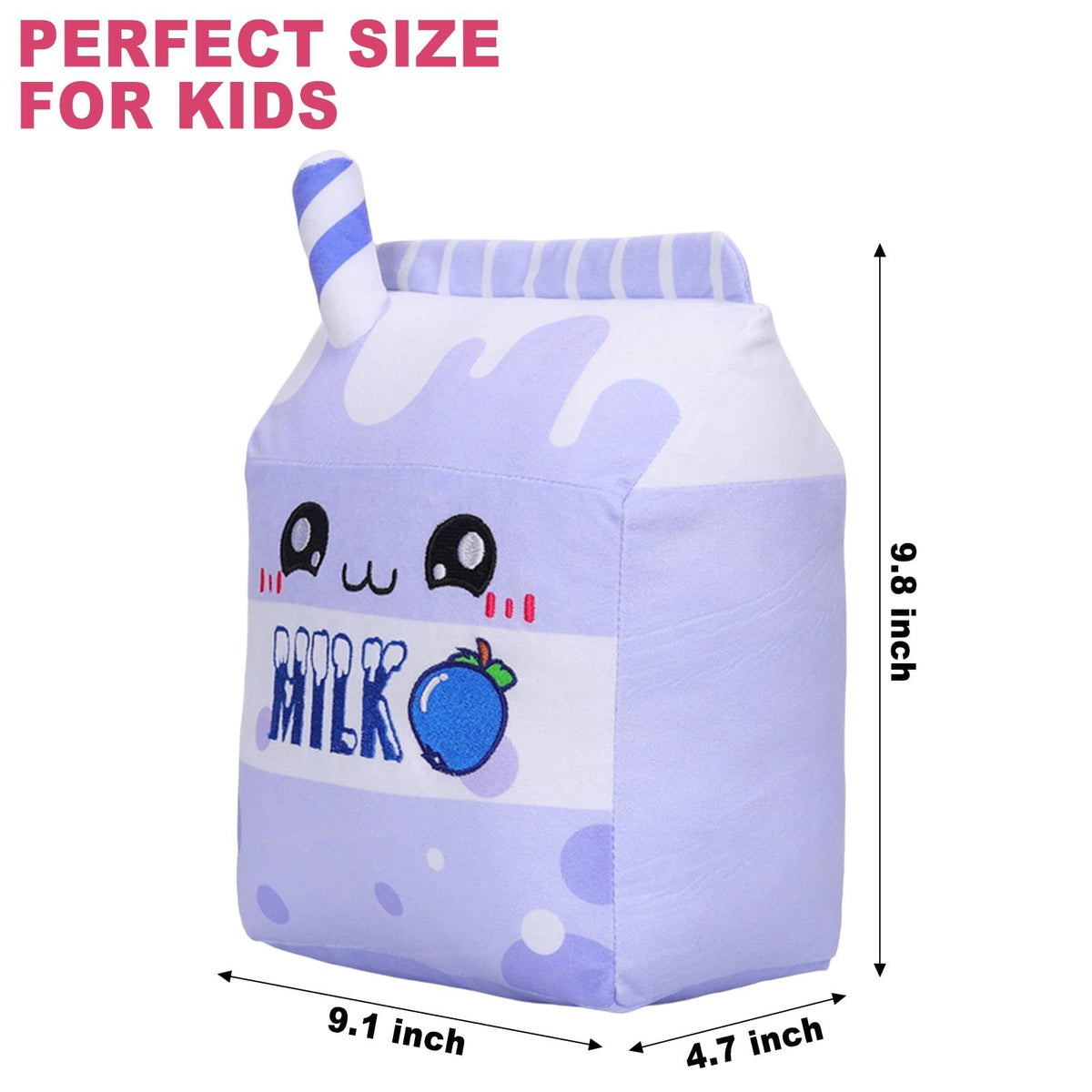 Soft blue blueberries milk plush pillow, a cute stuffed fruit toy for kids, perfect for cuddling and home decor.