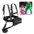 Black kids ski safety straps with removable leash, designed for ski harness training and child safety during skating activities.