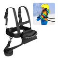 Black kids' ski safety straps with removable harness leash, designed for skiing and skating training safety.