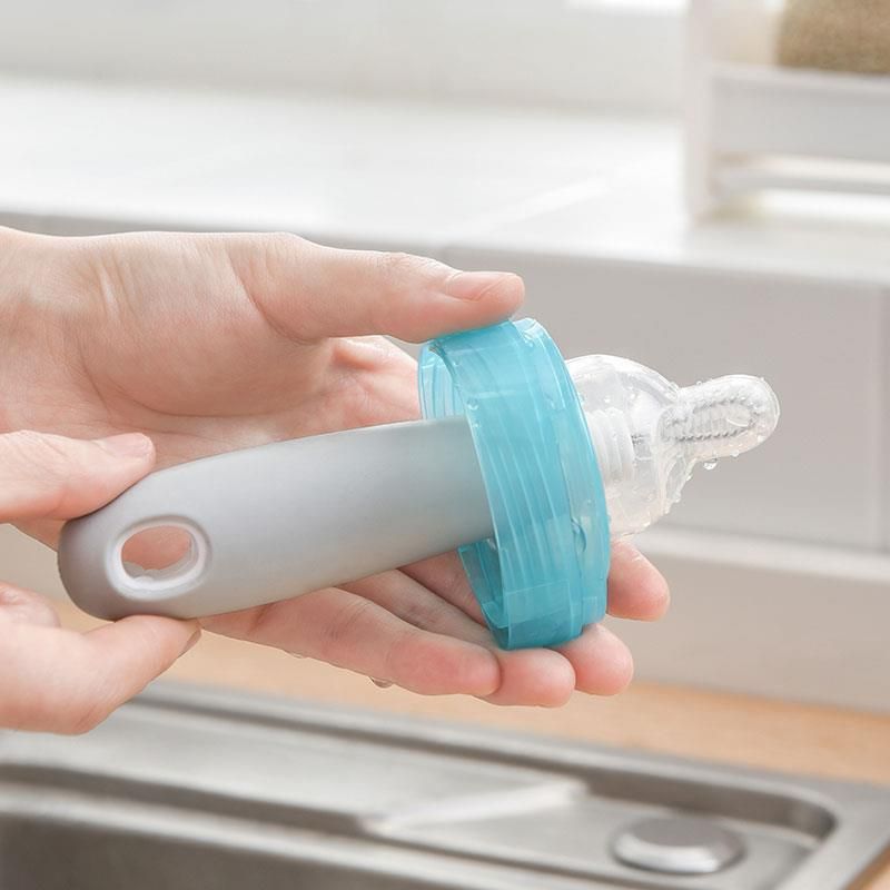 Baby bottle and nipple brush set from Everything Baby, small cleaning brushes for bottles, nipples, and hard-to-reach corners.