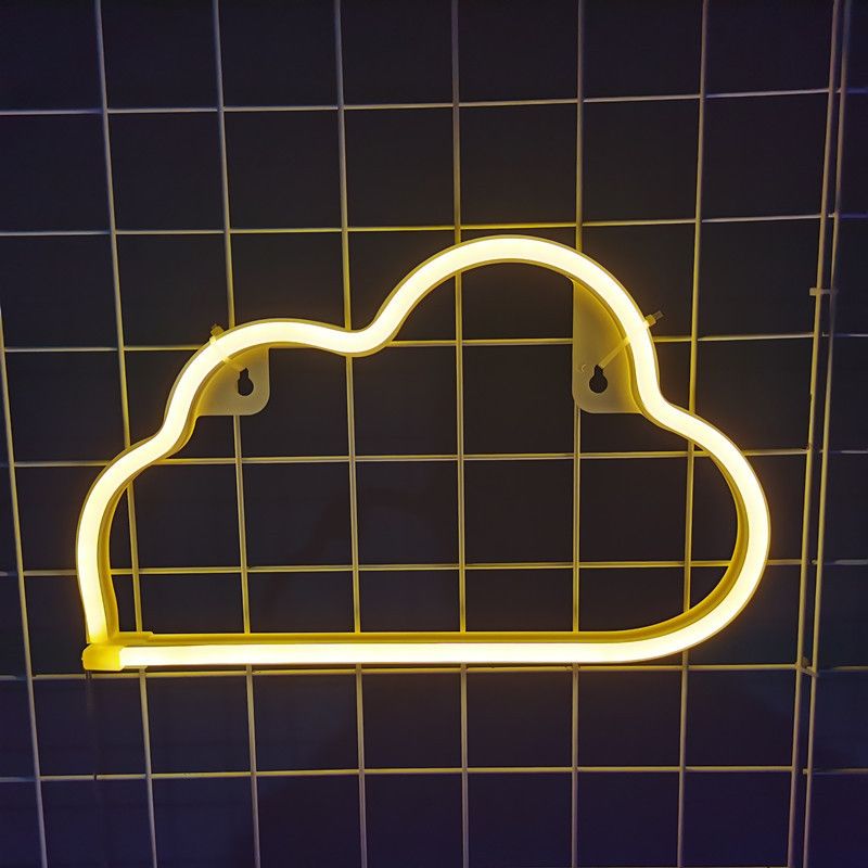 LED cloud neon sign for wall decor, shaped as a cloud, ideal for bedroom aesthetic and teen room decoration.