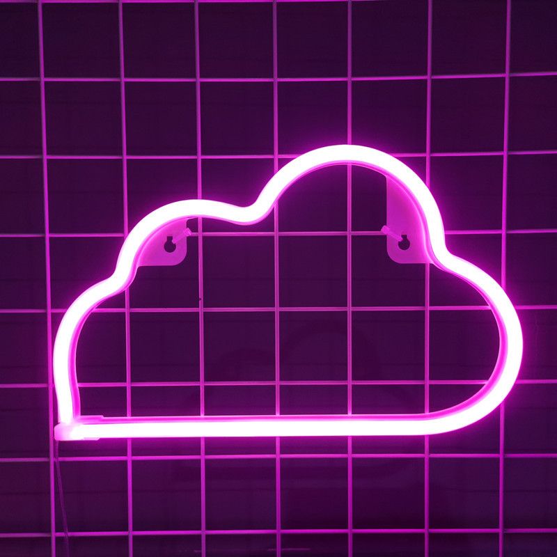 LED cloud neon sign for wall decor, shaped like a cloud, ideal for bedroom aesthetic and teen pretend play decor.