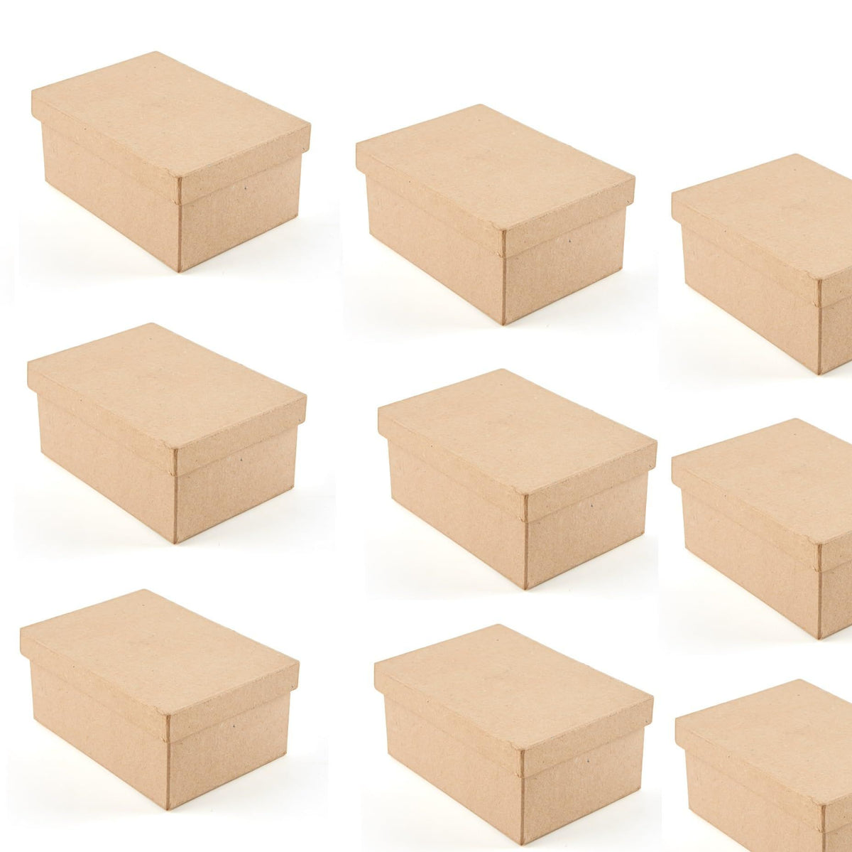 Set of 8 paper mache square boxes by Everything Baby, kraft cardboard gift boxes for kids' craft and building projects.