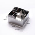 Stainless steel 3D cake molds with pusher lifter set of 4, baking tools for cupcakes, mousse, and creative cake decorating.