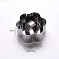Stainless steel 3D cake molds with pusher lifter, set of 4, for baking cupcakes, mousse, and creative cake decorating.
