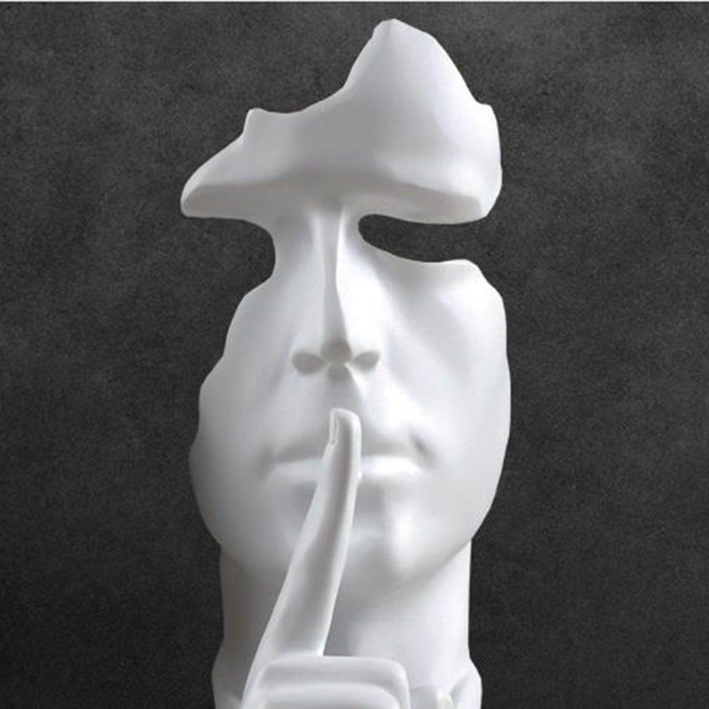 Modern The Thinker statue sculpture by Everything Baby, gold-colored desk figurine emphasizing silence and contemplation.