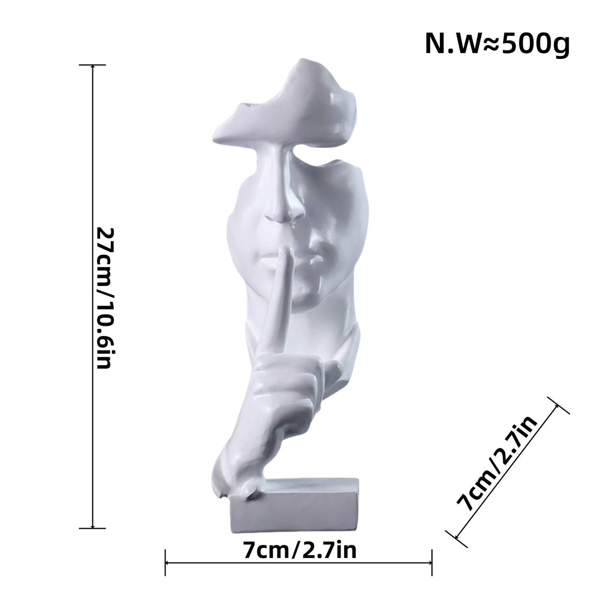Modern The Thinker sculpture by Everything Baby, gold-colored figurine emphasizing silence, ideal for desk decoration.