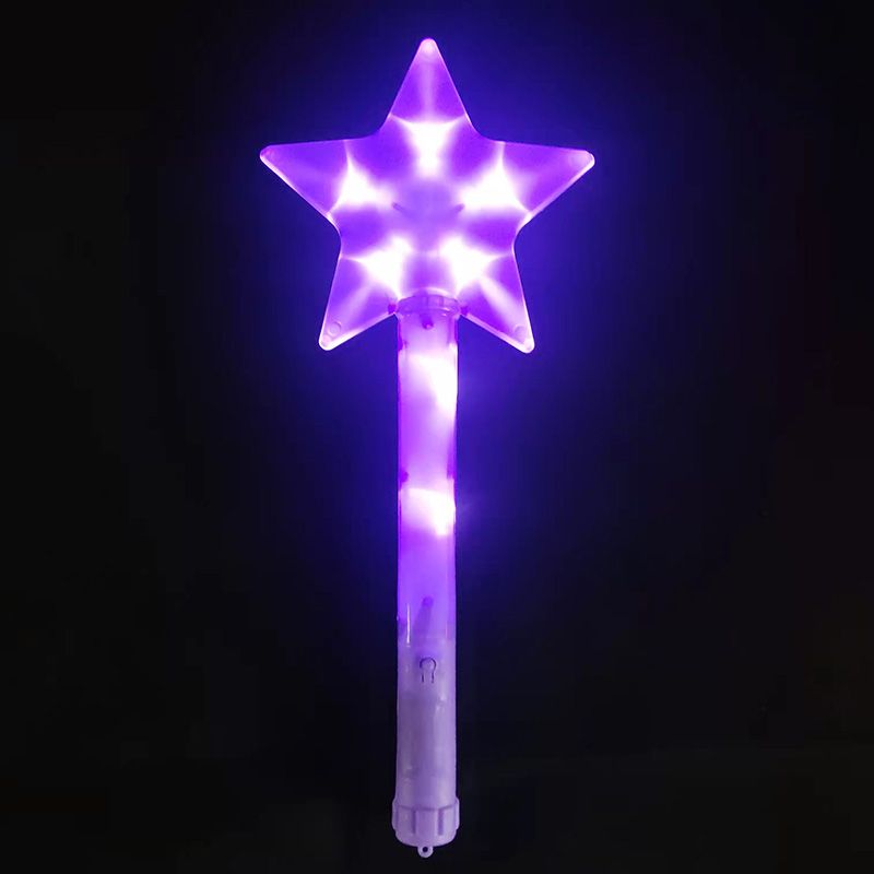 Set of 5 star-shaped fairy wands with glowing lights for kids' pretend play, featuring colorful star and fairy princess designs.