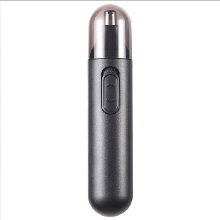 Battery-operated nose hair trimmer for men and women, waterproof, dual-edge design, ideal for painless ear and nose grooming.