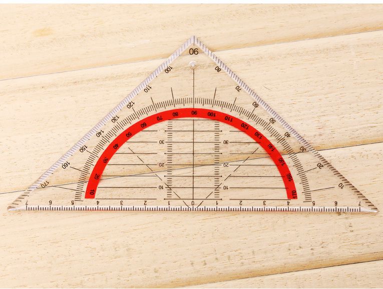 Plastic Colour Code Piece Geometry Set Square with drafting triangles for drawing and math activities for kids.
