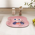 Two colorful cartoon pattern dish drying mats for baby and kids, 30x40cm, absorbent, quick-drying, versatile kitchen drainer pads