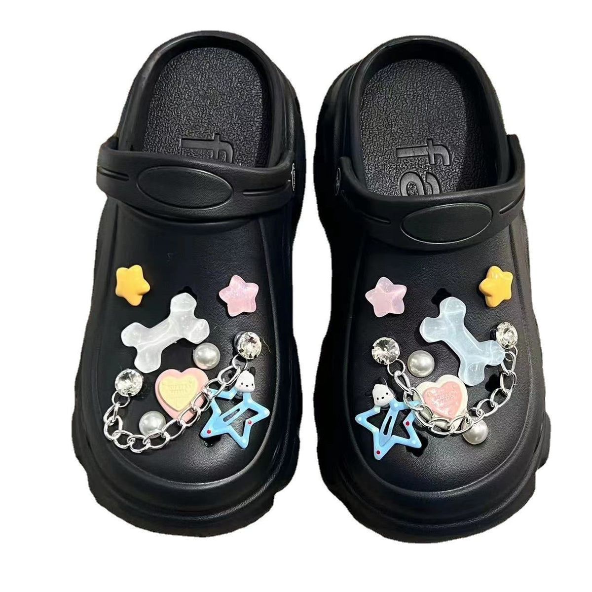 Unisex children's summer sandals with colorful pattern, cushioned lining, garden style, suitable as casual or bathroom slippers.