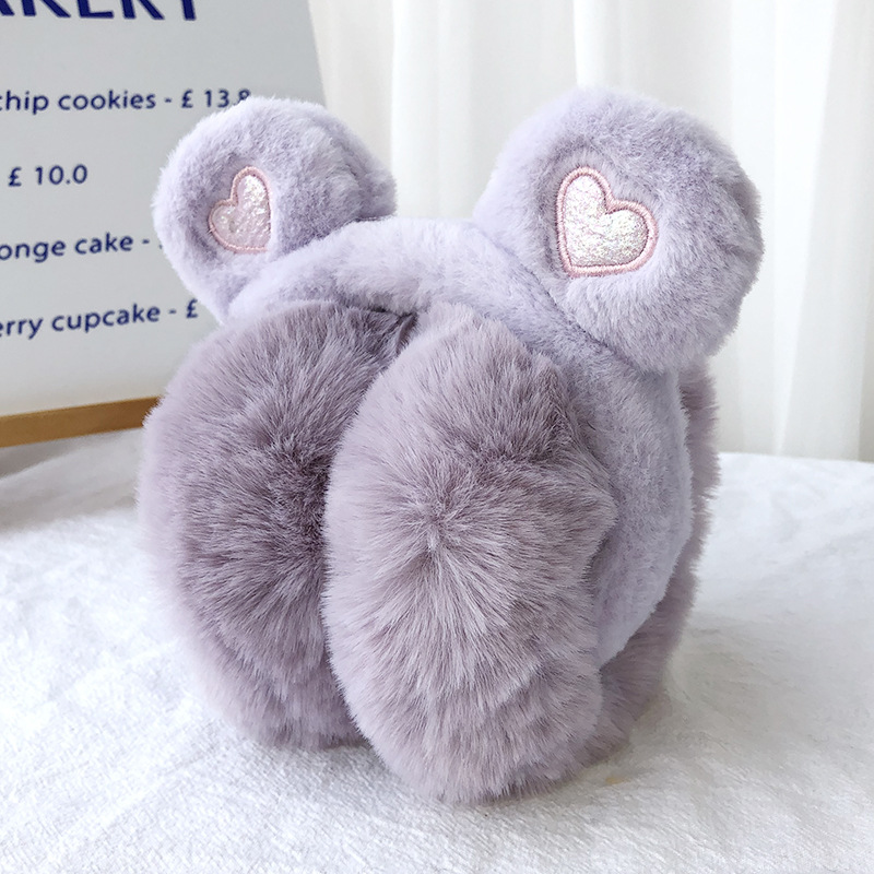 Soft plush fluffy ear muffs for women and kids, foldable winter earmuffs from Everything Baby, ideal for cold weather warmth.