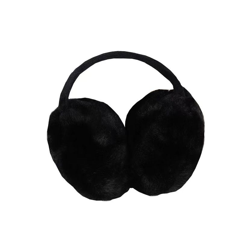 Black women's winter earmuffs with fleece lining, adjustable ski ear covers for girls, outdoor ear warmer, cute and cozy.