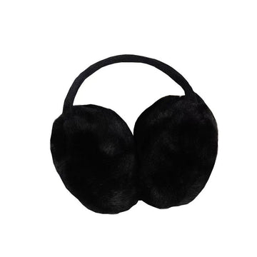 Black women's winter earmuffs with fleece lining, adjustable ski ear covers for girls, outdoor ear warmer, cute and cozy.