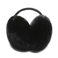 Black women's winter earmuffs with fleece lining, adjustable ski ear covers for outdoor warmth and cute ear warmer style.