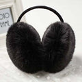 Black women's winter earmuffs with fleece lining, adjustable ski ear covers, perfect for outdoor warmth and cute winter style.
