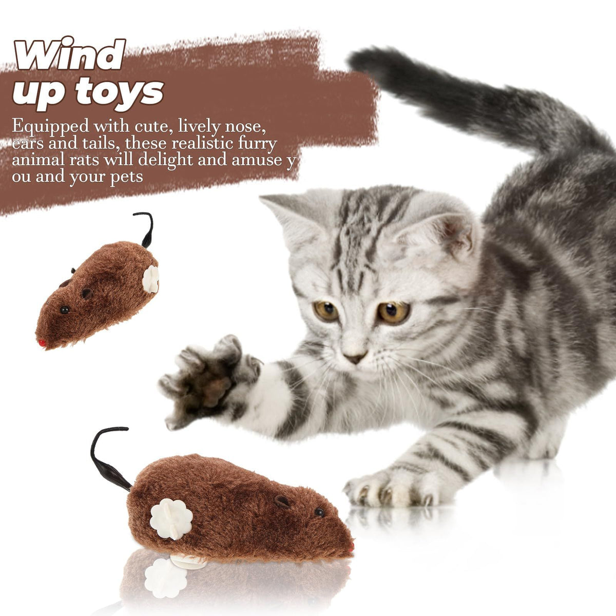 Cute plush Halloween wind-up mouse toy, mini jumping rat with clockwork mechanism, perfect for pretend play and kids' fun.