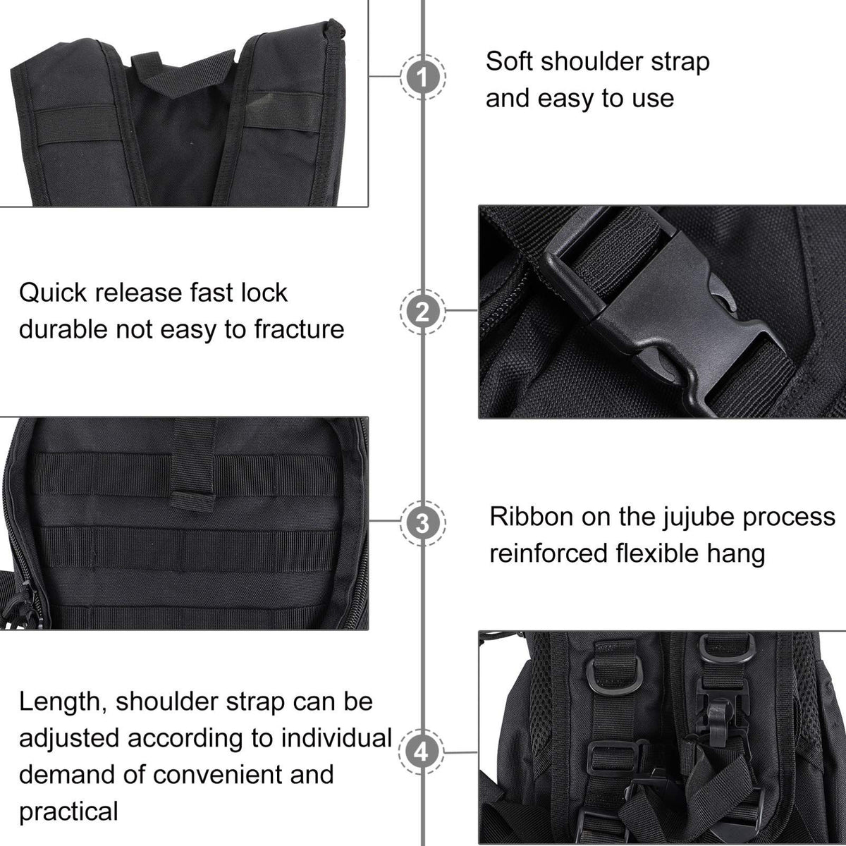 Black BESPORTBLE hydration pack backpack with water bladder, lightweight design, suitable for running, hiking, and climbing activities.