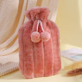 Large 2L hot water bottle with faux fluffy cover from Everything Baby, leakproof rubber for back, neck, and leg relief.