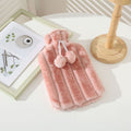 Large 2L hot water bottle with faux fluffy cover, leakproof rubber, ideal for soothing back, neck, and leg pain.