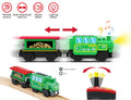 Wooden train accessories remote control locomotive for kids ride-on train set, battery operated, with track compatibility from Everything Baby