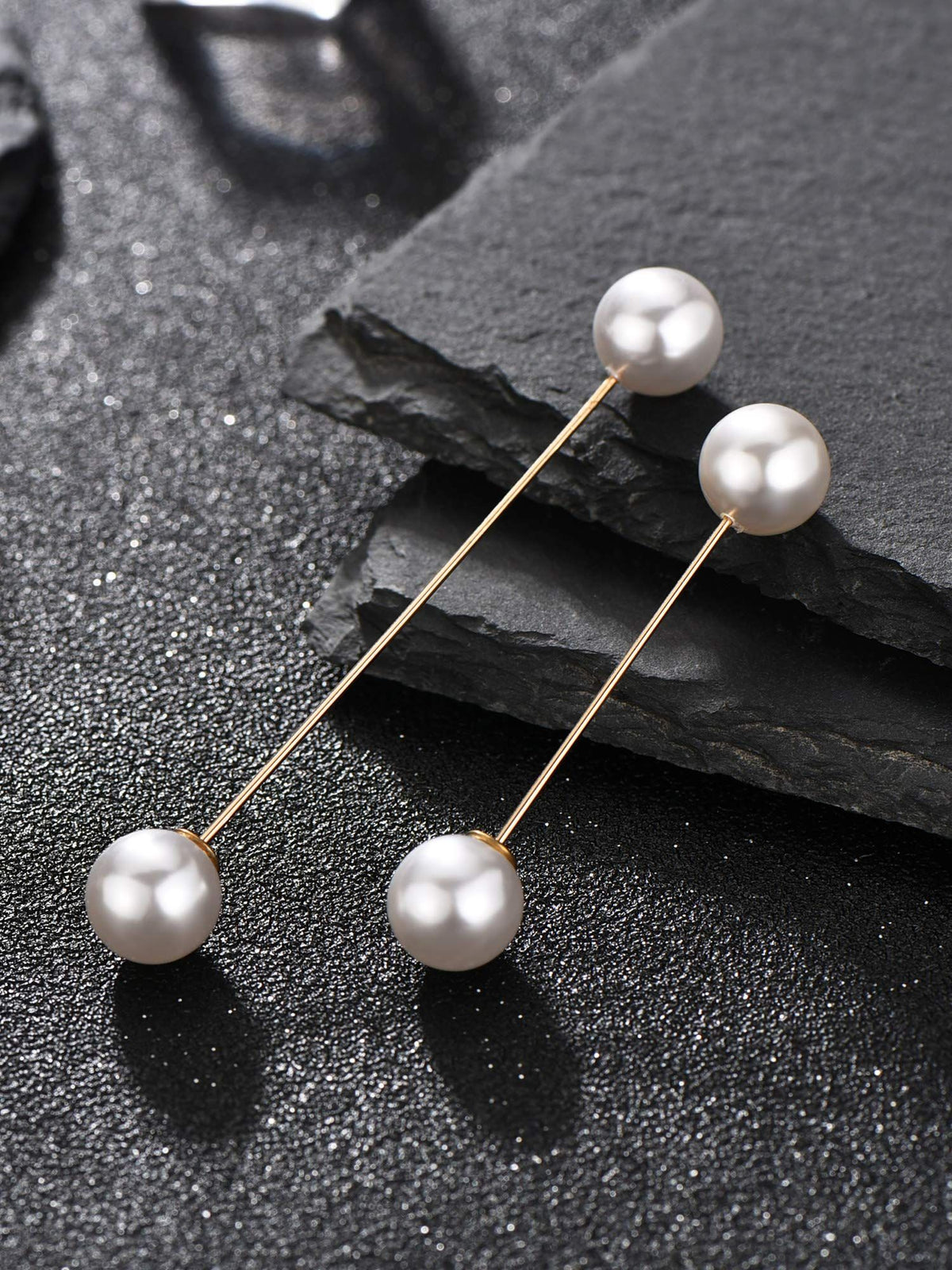 Four vintage sweater shawl clips with faux pearl brooches, suitable for women's cardigans and shirts, by Everything Baby.