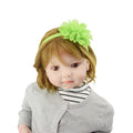 Pair of stretchy nylon flower headbands for baby girls and toddlers, soft elastic hair accessories for newborns and infants.