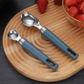 Two gourmet ice cream scoops with ergonomic handles, dishwasher-safe, ideal for serving ice cream and desserts.