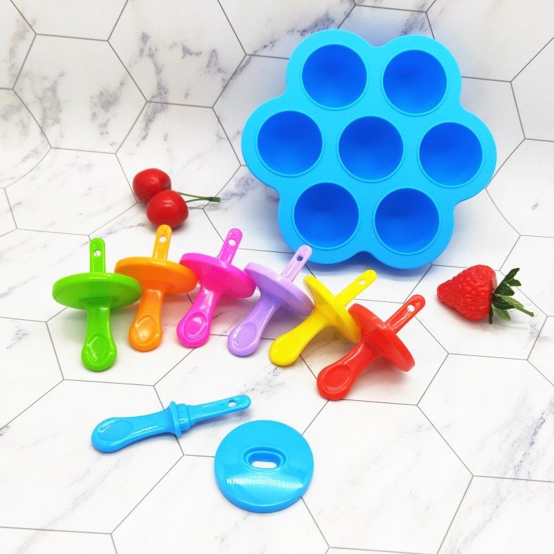 Silicone popsicle mold for kids and babies, featuring colorful DIY ice cream and food storage containers for baby feeding.