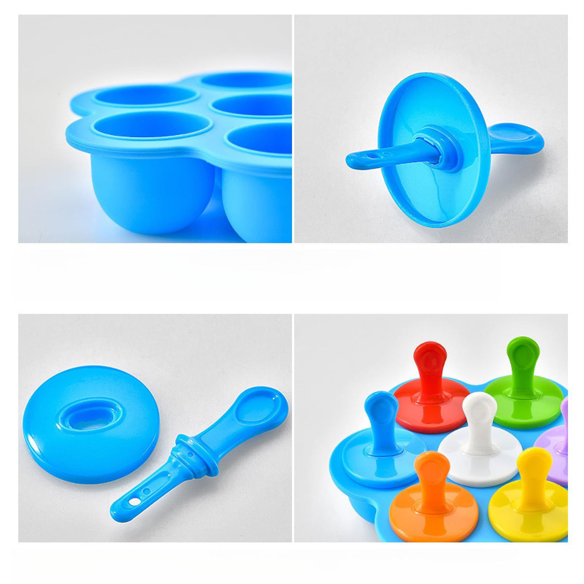 Silicone popsicle molds from Everything Baby for DIY ice pops, kids' ice cream, and baby food storage containers, purple color.